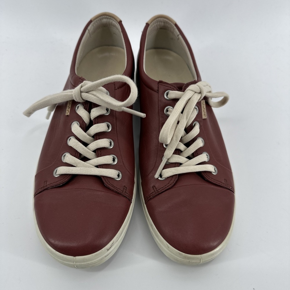 ECCO Soft 7 Leather Shoes Womens Size 8 Maroon Red Casual Comfort Sneakers